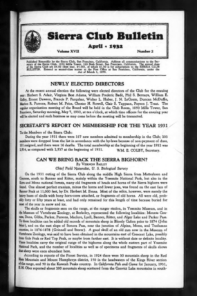 Sierra Club Bulletin 1932 Vol 17 No 2 April cover